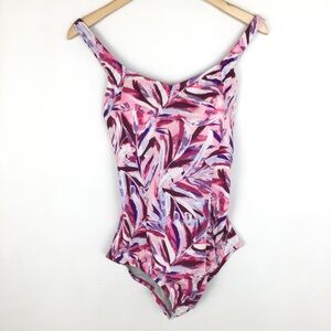 Speedo One Piece Swimsuit NEW Pink Purple Festival Fuchsi Print Women’s Size 10